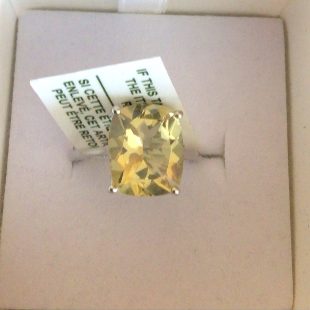 Sterling Silver Lemon Quartz Cushion Cut Ring